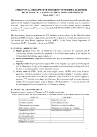Operational Guidelines for the Export of Fresh Us Blueberry