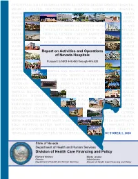 Report on Activities and Operations of Nevada Hospitals Division Of