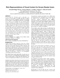 Rich Representations of Visual Content for Screen Reader Users Meredith Ringel Morris1, Jazette Johnson1,2, Cynthia L