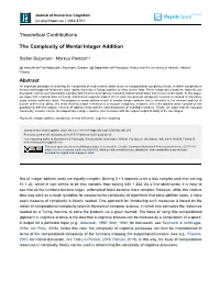 The Complexity of Mental Integer Addition
