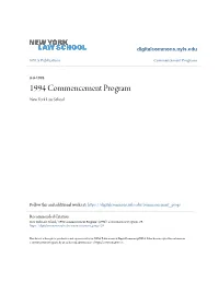 1994 Commencement Program New York Law School