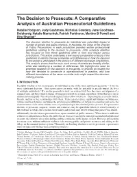 A Comparative Analysis of Australian Prosecutorial Guidelines