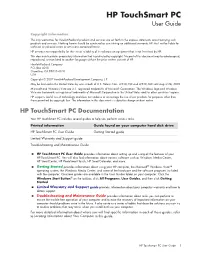 HP Touchsmart PC User Guide