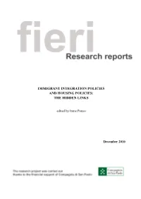 Immigrant Integration Policies and Housing Policies: the Hidden Links