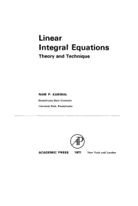 Linear Integral Equations Theory and Technique