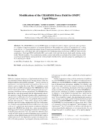 Modification of the CHARMM Force Field for DMPC Lipid Bilayer