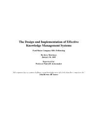 The Design and Implementation of Effective Knowledge Management Systems