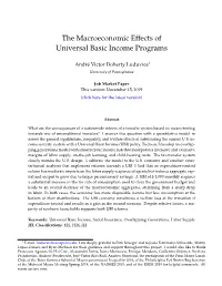 The Macroeconomic Effects of Universal Basic Income Programs