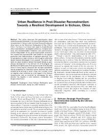 Urban Resilience in Post-Disaster Reconstruction: Towards a Resilient Development in Sichuan, China