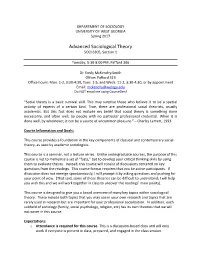 Advanced Sociological Theory SOCI 6305, Section 1