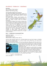 Auckland – Gisborne – Auckland