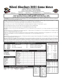 Biloxi Shuckers 2021 Game Notes