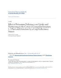 Effect of Potassium Deficiency on Uptake and Partitioning in the Cotton