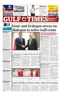 Emir and Erdogan Stress on Dialogue to Solve Gulf Crisis