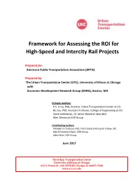 Framework for Assessing the ROI for High-Speed and Intercity Rail Projects