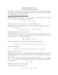 Math 346 Lecture #12 8.1 Multivariable Integration 8.1.1