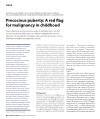 Precocious Puberty: a Red Flag for Malignancy in Childhood