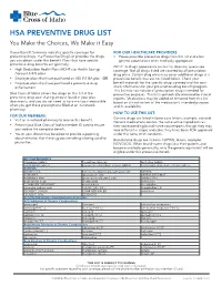 Preventive Drug List for HSA Plans