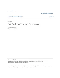 Site Finder and Internet Governance Jonathan Weinberg Wayne State University