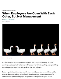 When Employees Are Open with Each Other, but Not Management by Amy C