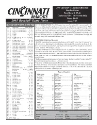2005 Baseball Game Notes