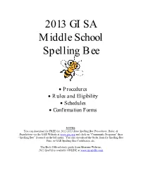 2013 GISA Middle School Spelling Bee