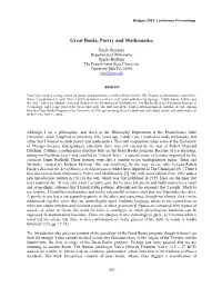 Great Books, Poetry and Mathematics