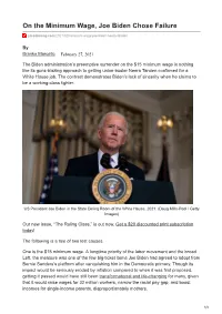 On the Minimum Wage, Joe Biden Chose Failure