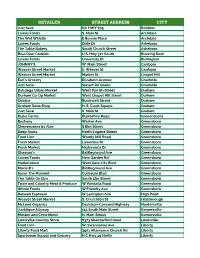 Retailer List for Website