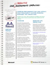 Windows® HPC Server 2008 with Mellanox Infiniband