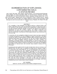 Bioremediation of Explosives- Contaminated Soils: a Status Review H.D