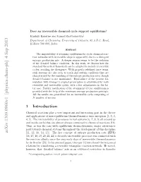 Does an Irreversible Chemical Cycle Support Equilibrium?