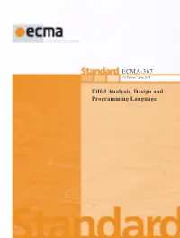 Eiffel Analysis, Design and Programming Language ECMA-367