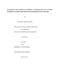 Re-Imagining the Tapestry of Teaching: an Investigation Into Student Teachers’ Outcomes-Based Education (Obe) Instructional Practices