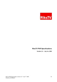 Rikstv PVR Specifications V2.0.Pdf