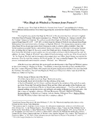 Addendeum to Was Hugh De Whelock a Norman from France