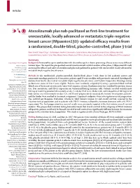 Atezolizumab Plus Nab-Paclitaxel As First-Line Treatment for Unresectable, Locally Advanced Or Metastatic Triple-Negative Breast