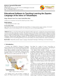 Educational Software to Teaching-Learning the Zapotec Language of the Istmo of Tehuantepec