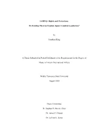LGBTQ+ Rights and Protections: Do Existing Theories Explain Japan's