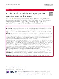 'Risk Factors for Candidemia: a Prospective Matched Case-Control