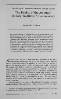 The Duality of the American Military Tradition: a Commentary