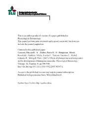 This Is an Author Produced Version of a Paper Published in Physiological Entomology