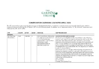 1 Conservation Casework Log Notes April 2020