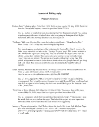 Annotated Bibliography Primary Sources