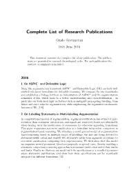 Complete List of Research Publications