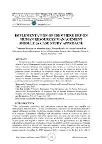 Implementation of Idempiere Erp on Human Resources Management Module (A Case Study Approach)