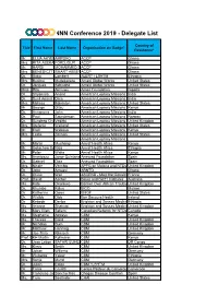 NNN Conference 2019 - Delegate List