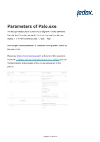 Parameters of Palo.Exe
