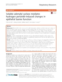 Soluble Adenylyl Cyclase Mediates Hydrogen Peroxide-Induced Changes in Epithelial Barrier Function Pedro Ivonnet1, Hoshang Unwalla2, Matthias Salathe1 and Gregory E