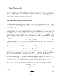 4 Relativistic Kinematics